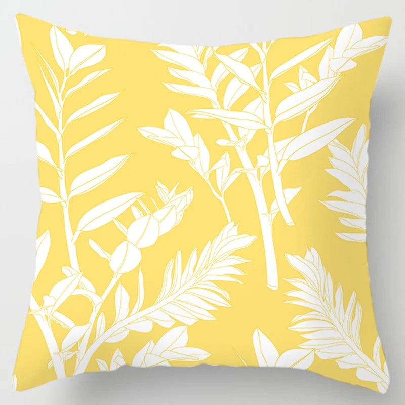 Modern Simple Yellow Flower Pillowcase Home Sofa  Lumbar  Cushion  Pillow