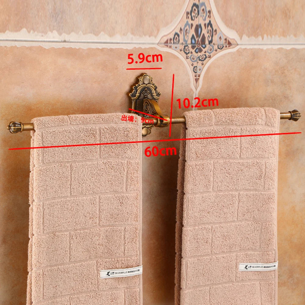 Aluminum Foldable Antique Brass Bath Towel Rack Active Bathroom Towel Holder Double Towel Shelf With Hooks Bathroom Accessories