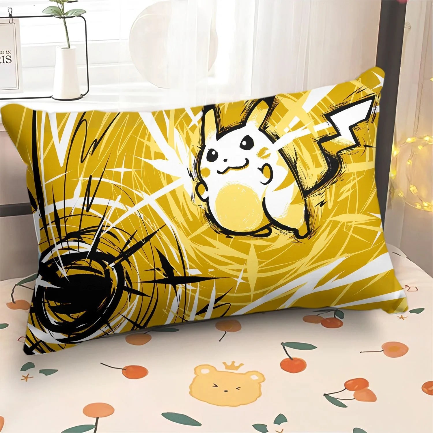 Kawaii Pokémon Pillowcase Pikachu Geng Ghost Pattern Printing Living room Sofa Pillow Case Room Home Decoration 40x60 50x70cm