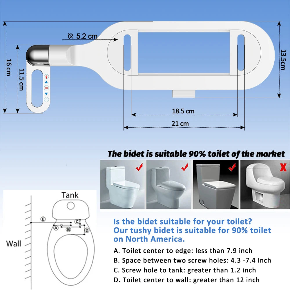 Bidet Toilet Seat New Lightweight Ultra-thin Non-Electric Double Nozzle Adjustable Water Pressure