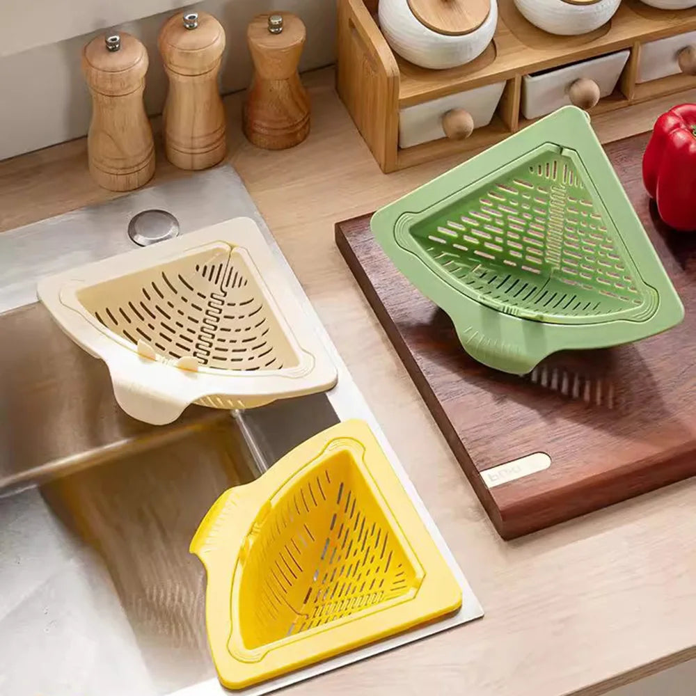 Magnetic Triangle Sink Drain Basket for Food Waste & Produce Storage