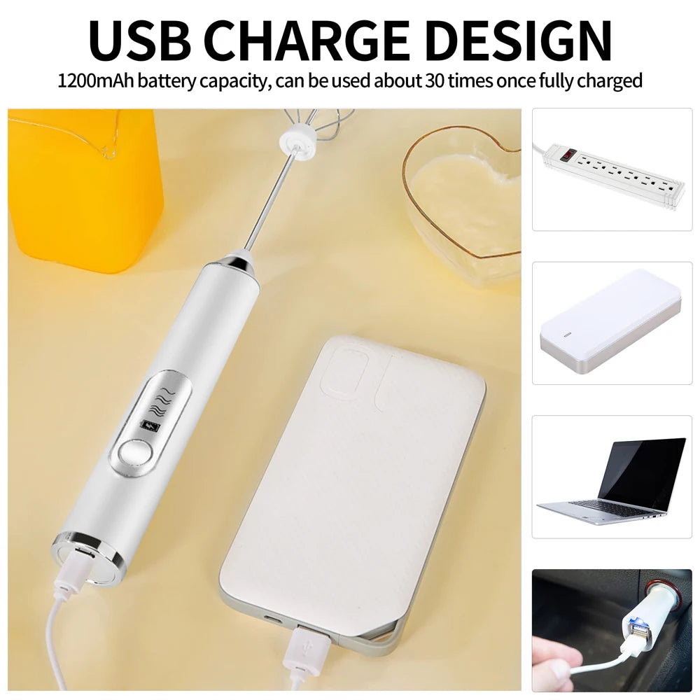 Coffee Milk Frother Handheld Milk Foamer Blenders For Kitchen Egg Blender Electric Whisk Drink Mixer For Matcha Cappuccino