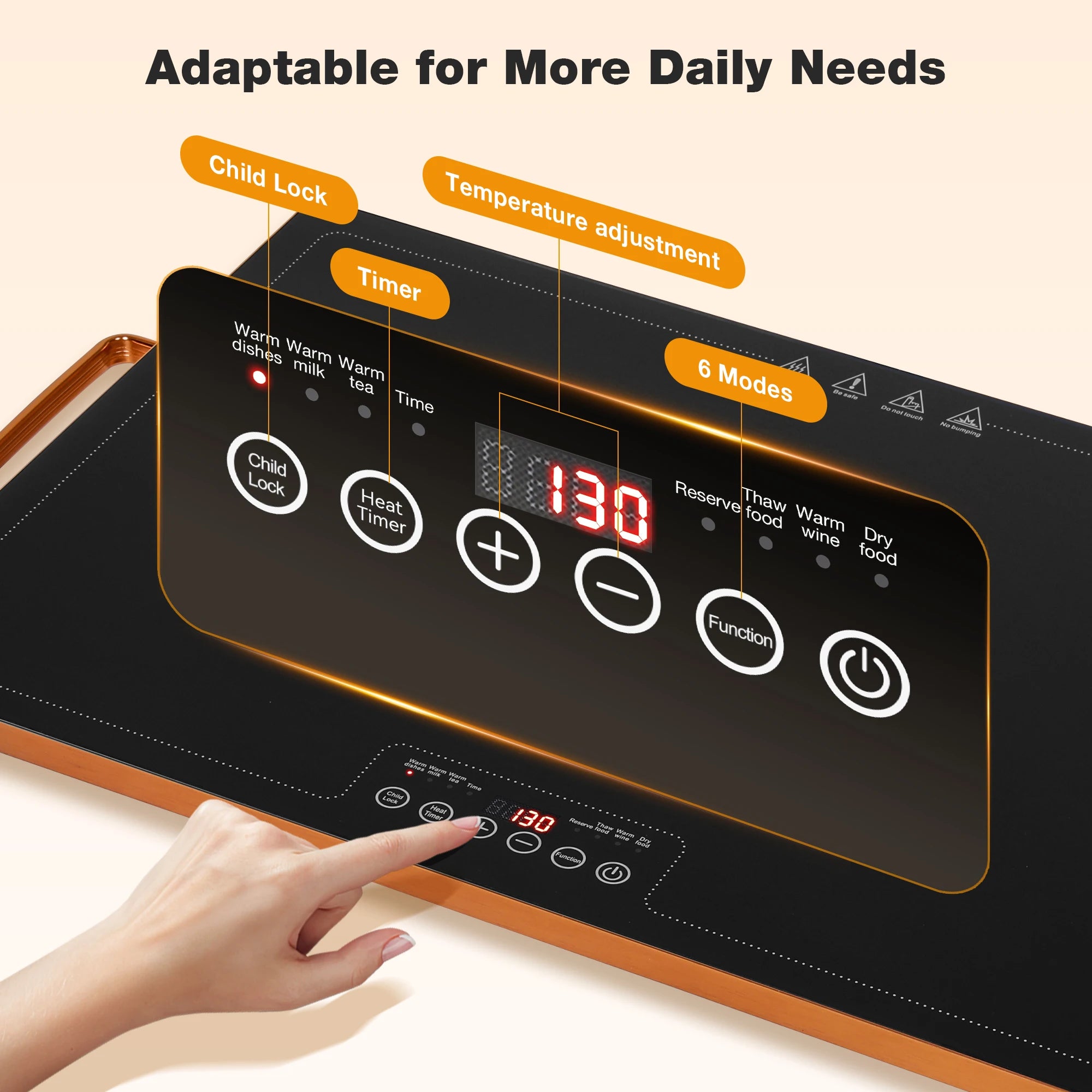 Electric Warming Tray Food Warmer Thermostat Full Surface Heating Food Warming Mat with 2 Temperature Modes For Parties Buffet