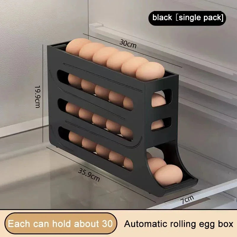 Egg basket, food container, egg box rack, refrigerator storage rack, automatic rolling egg rack storage box