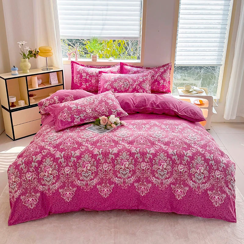 Printed three-piece set, one duvet cover and a pair of pillowcases (unpadded), suitable for bedrooms, hotels