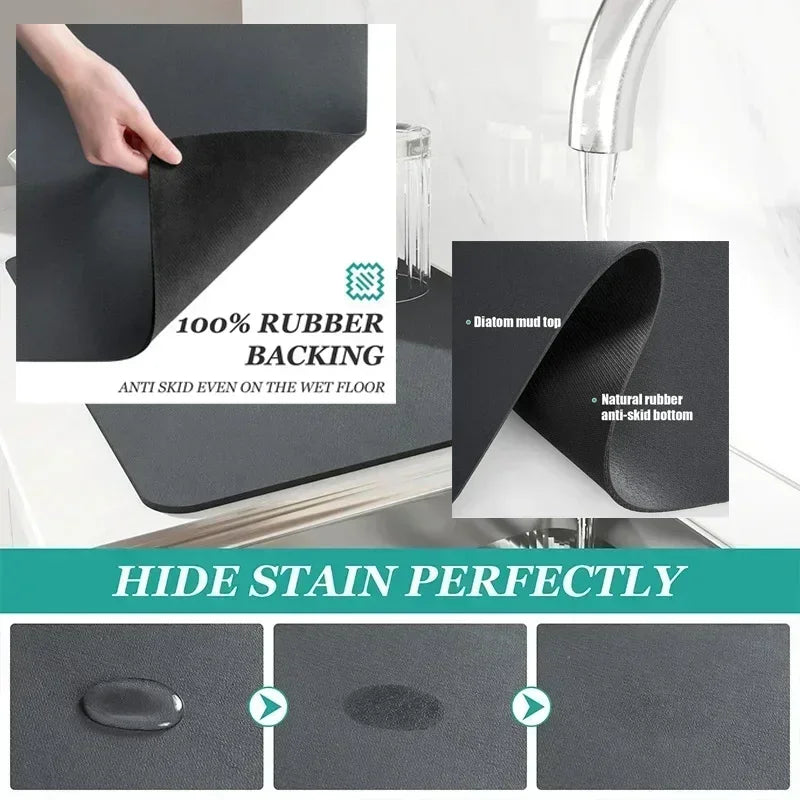 Absorbent Mats Pads Marble Printing Dish Large Kitchen Coffee Mug Table Mat Draining Drying Mat Quick Dry Bathroom Drain Pad