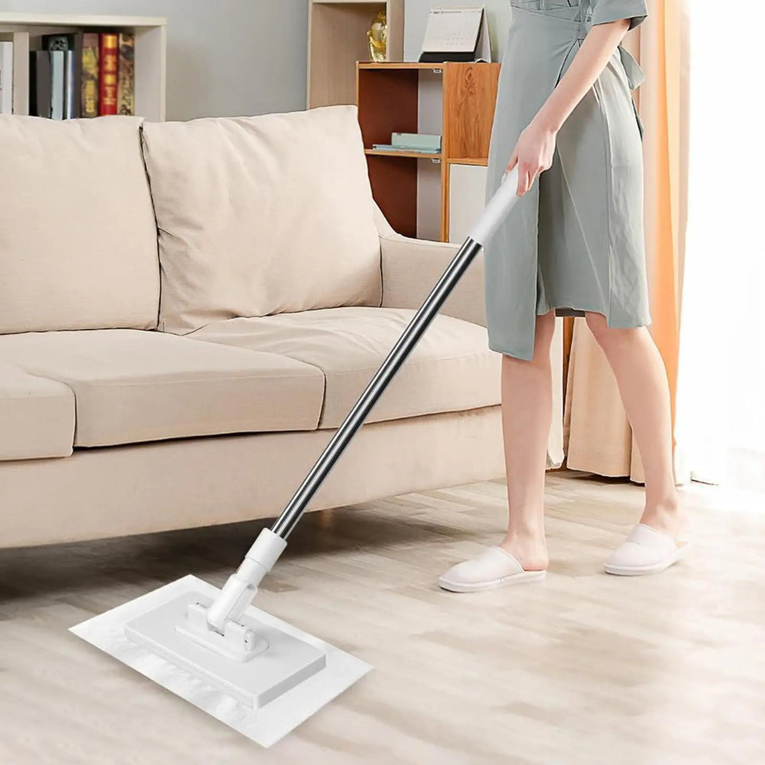 No-Wash Face Towel Flat Mop with 4 Reusable Cloths – Dust Removal Cleaning Tool for Windows, Bedroom & Living Room