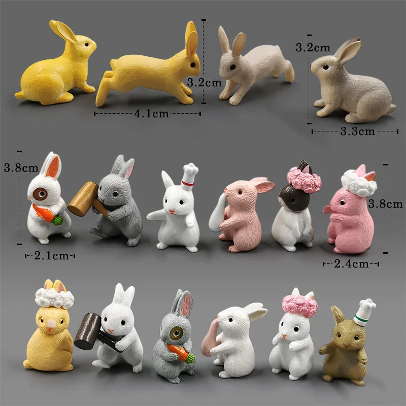 Halloween Christmas Easter White Rabbit Figurine DIY Home Decor Miniature Fairy Garden Dollhouse Decoration Accessories Modern
