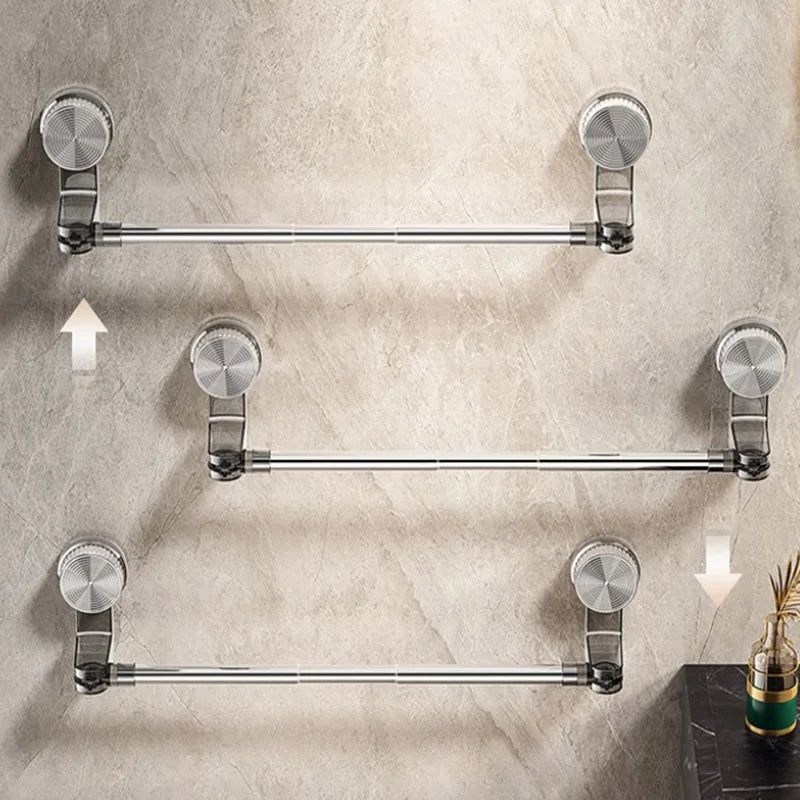 Suction Cup Retractable Towel Bar – Rotatable Corner Towel & Shoe Shelf Punch-Free Bathroom Storage Rack