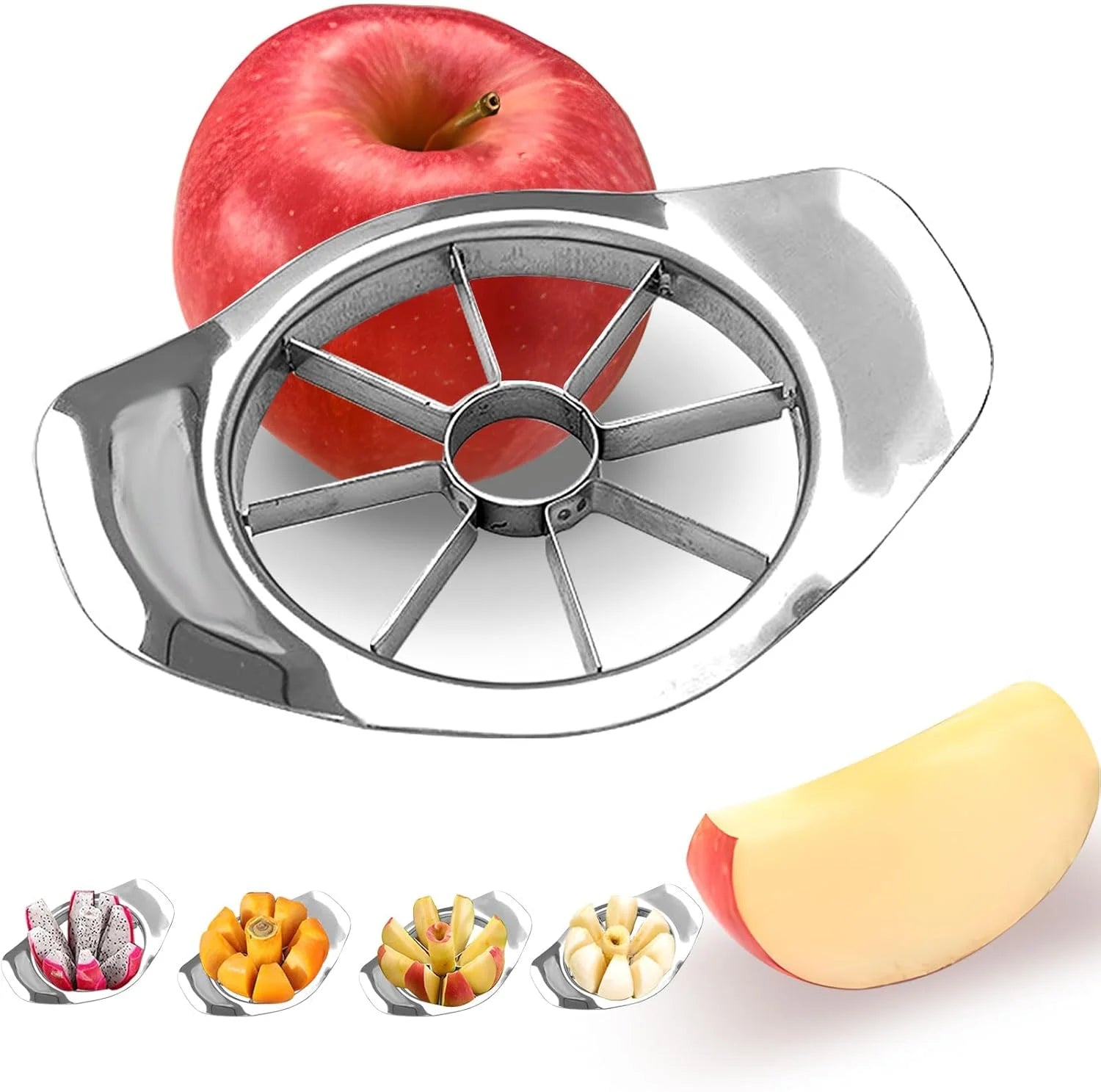 8-Slice Stainless Steel Fruit Cutter – Apple, Tomato, Orange & Multi-Fruit Slicer