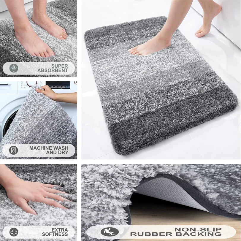 40x60CM Bathroom Rug Soft Foot Mat Absorbent Microfiber Bath Rugs Non-Slip Plush Carpet Wash Dry Bath Mat For Door Floor Shower