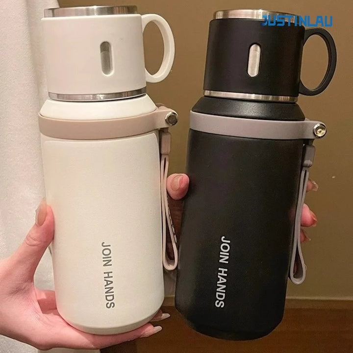 JUSTINLAU Spot Goods 600/800ML Thermos Cup Vacuum Flasks with Tea Strainer Stainless Steel Portable Travel Thermal Water Bottles