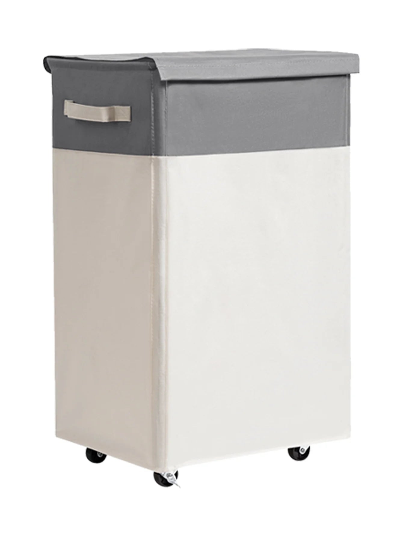 65L Wheeled Laundry Basket with Cover, Tall Oxford Fabric Hamper, Portable Foldable Clothes Organizer Bin