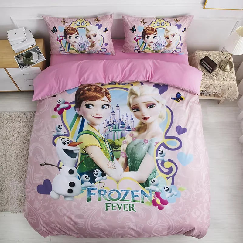 3D Frozen Comforter Cover Set For Kids Girls, Duvet Cover Single Queen King Bedding Set, Elsa and Anna Princess Quilt Cover