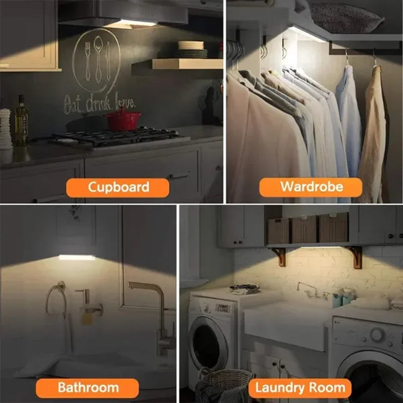 Rechargeable Motion Sensor LED Cabinet Light – Magnetic Wireless Strip for Kitchen, Wardrobe & Closet