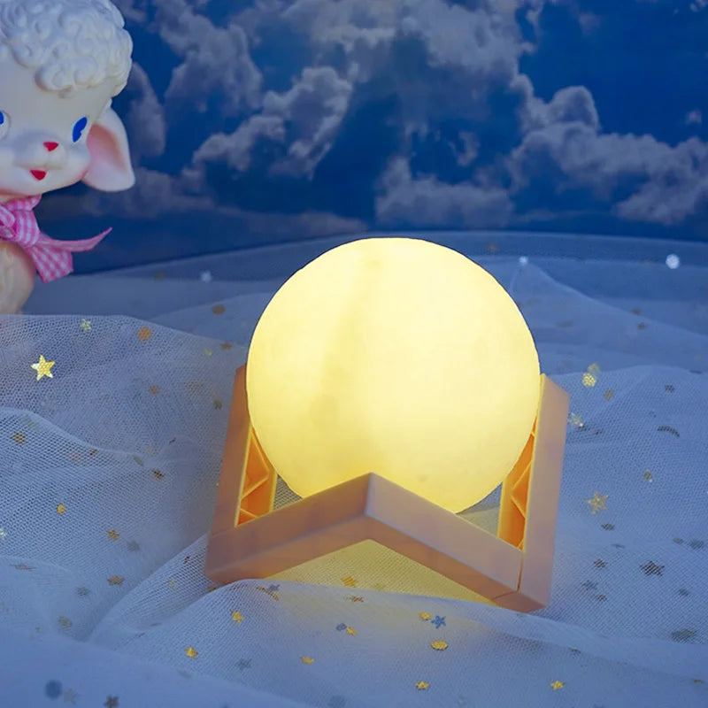 Lumière de lune peinte à la main pour la journée des enfants, paquet de matériaux peints à faire soi-même, activités parents-enfants pour la maternelle, veilleuse planétaire
