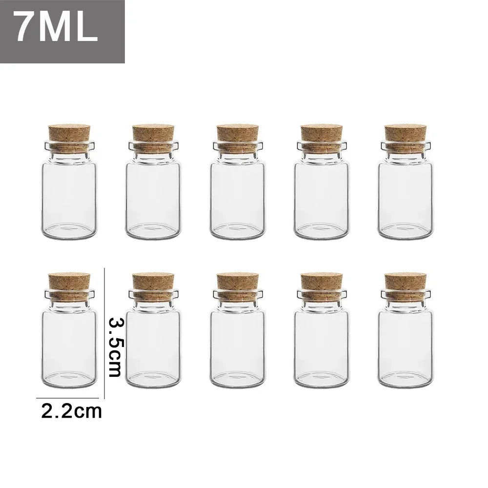20/10PCS Cork Stopper Glass Bottles DIY Birthday Gift Transparent Empty Message Wishing Bottle Christmas Wedding Party Decor