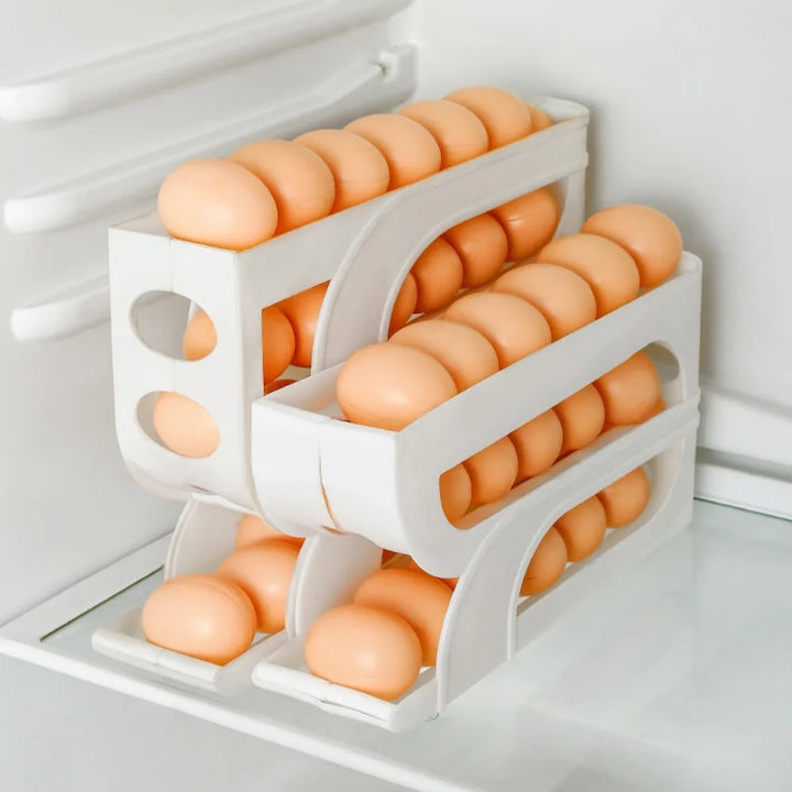 Automatic 3–4 Layer Space-Saving Egg Roller Organizer Rack