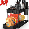 Under Sink Organizers 2 Tier Under Bathroom Cabinet Holder with Hooks & Hanging Cup, Multi-Purpose Storage Shelf for  Kitchen
