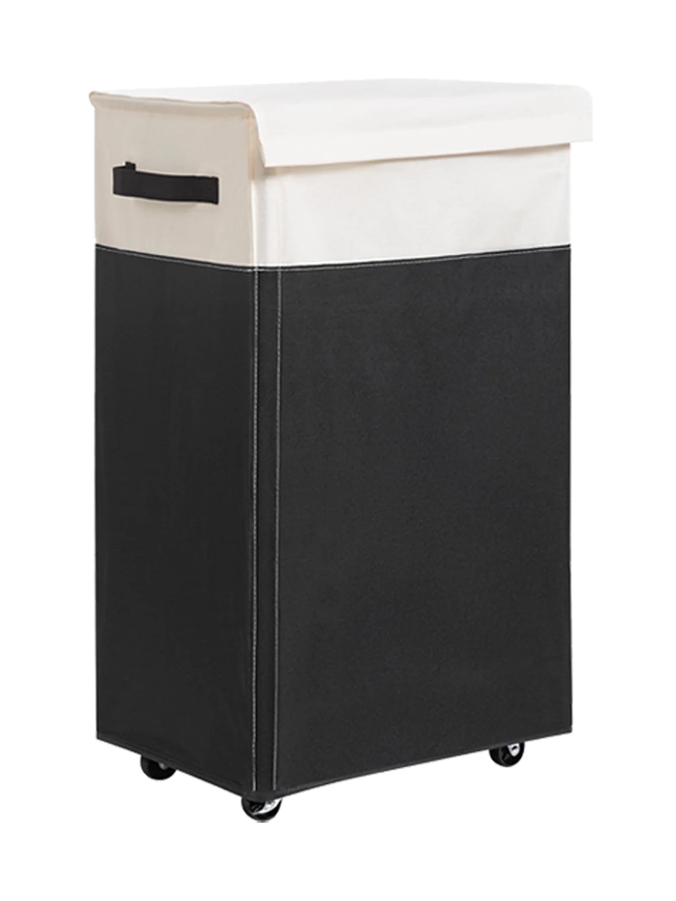 65L Wheeled Laundry Basket with Cover, Tall Oxford Fabric Hamper, Portable Foldable Clothes Organizer Bin