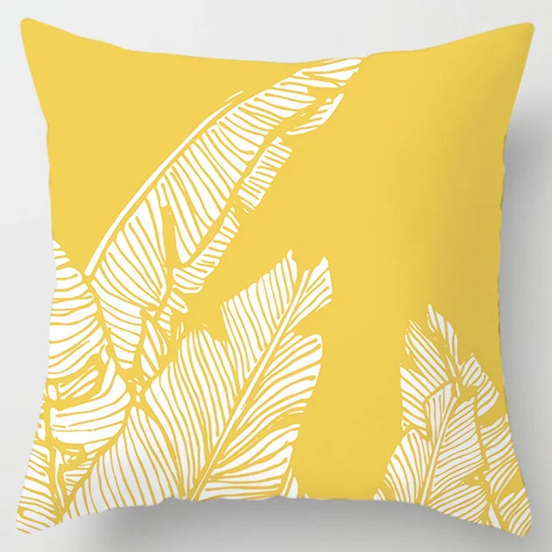 Modern Simple Yellow Flower Pillowcase Home Sofa  Lumbar  Cushion  Pillow