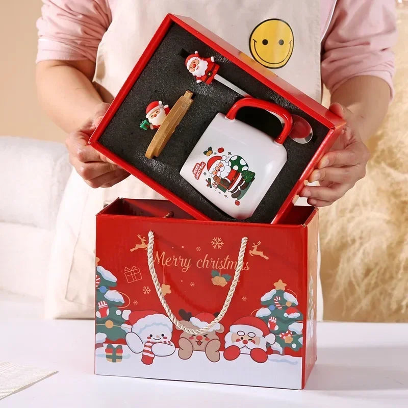 1Pcs Christmas gift Ceramic mug cup cup Coffee cup Christmas mug with lid with spoon set cup mug gift box ceramic mug
