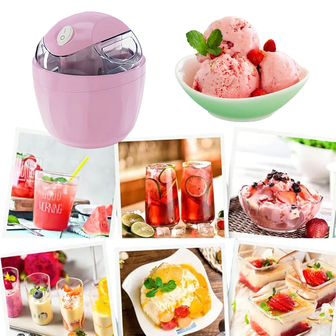 500ml Mini Electric Ice Cream Maker – One-Touch Homemade Frozen Treats in Just 15 Minutes