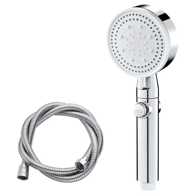 High Pressure Shower Head 5 Modes Adjustable Showerheads with Hose Water Saving One-Key Stop Spray Nozzle Bathroom Accessories