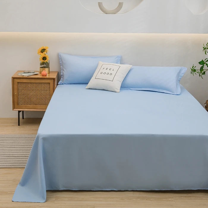 1 pc Bed Flat Sheet for Double Bed Plain Solid Color Top Sheets Single/Queen/King Flat Bedsheets Soft Home Bed Linen Sheets