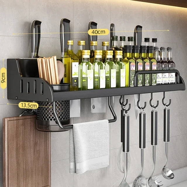 Kitchen Storage Rack Multifunctional Cutting Board Holder Wall Spice Rack Utensils Rack for Kitchen Seasoning Holder Organize