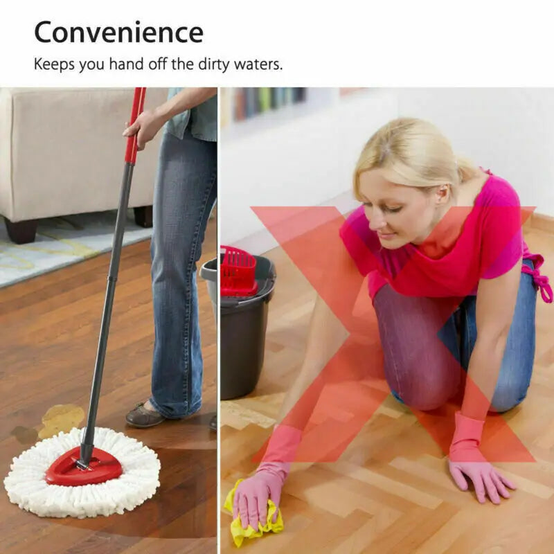 Easy Wring and Clean Floor Mop Turbo Microfibre 2in1 Replacement Refill Mop Head Accessory Home Cleaning Tools