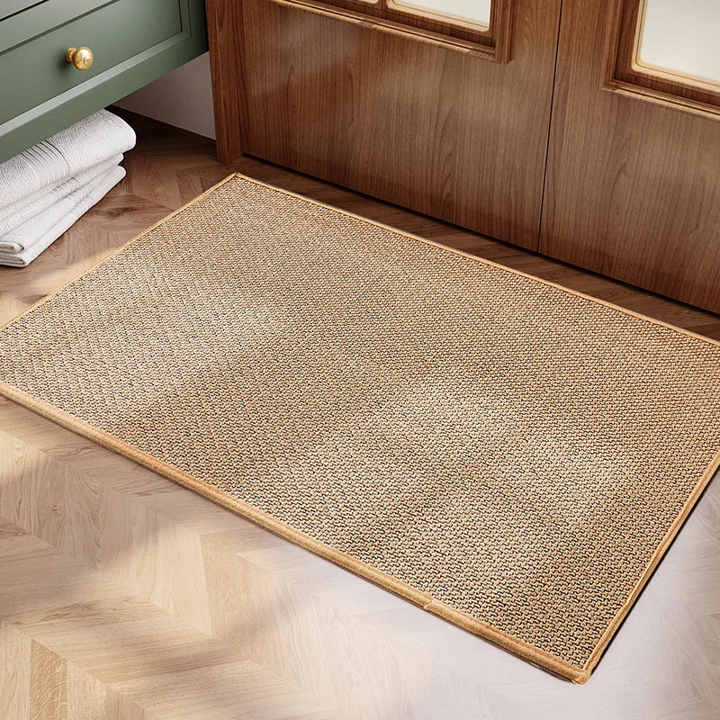Linen Weave Kitchen Floor Mat Anti-slip Washed Rug Rubber Bottom Natural Twill Flax Entry Door Long Carpet Oil-resistant Durable