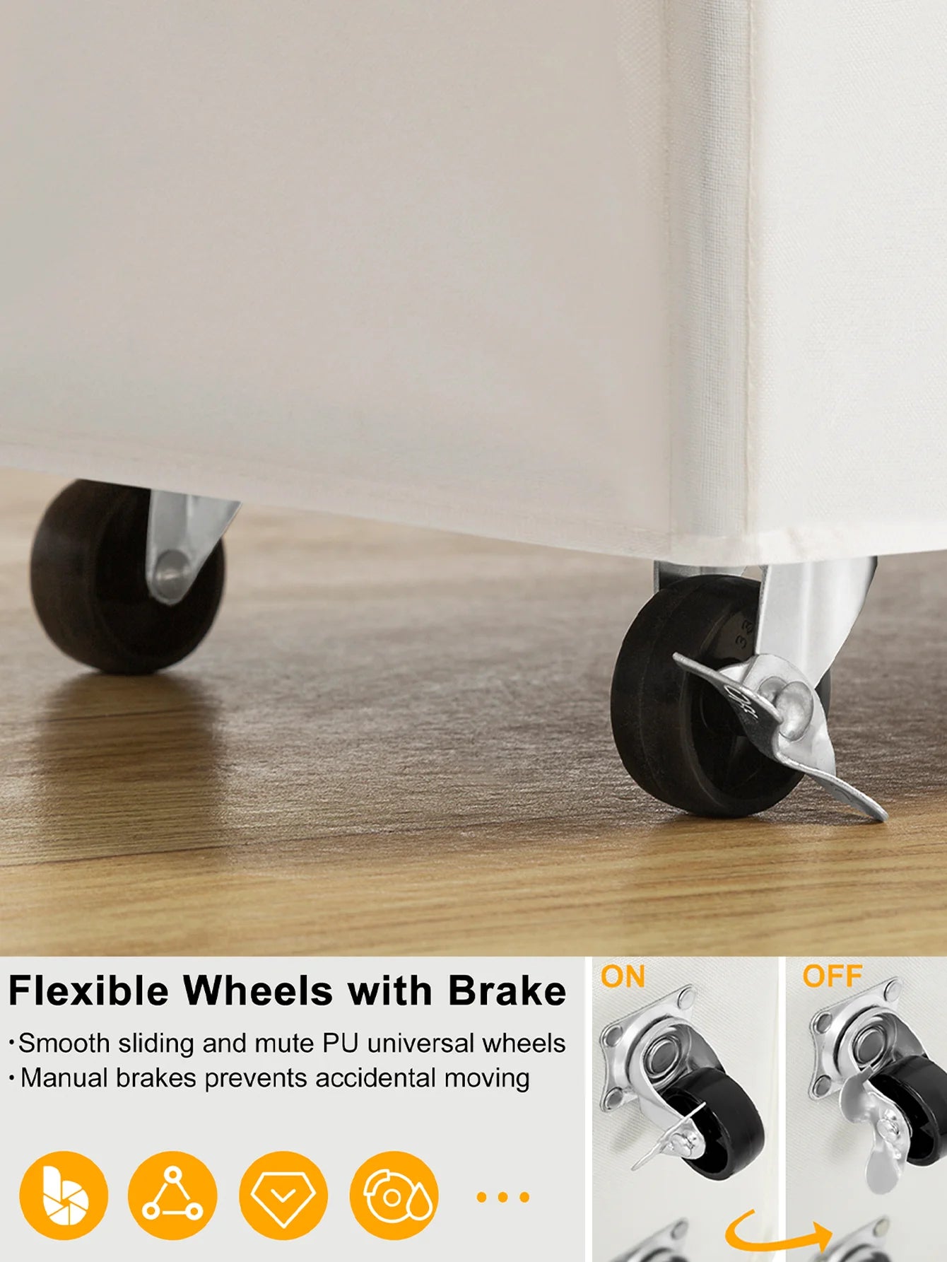 65L Wheeled Laundry Basket with Cover, Tall Oxford Fabric Hamper, Portable Foldable Clothes Organizer Bin