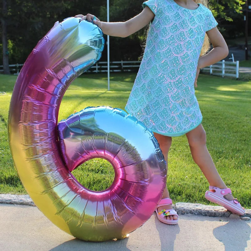 32inch Rainbow Gradient Number Foil Balloon 1-9 for Kids Birthday Party Decor Baby Shower Bridal Shower More Options Avaliable