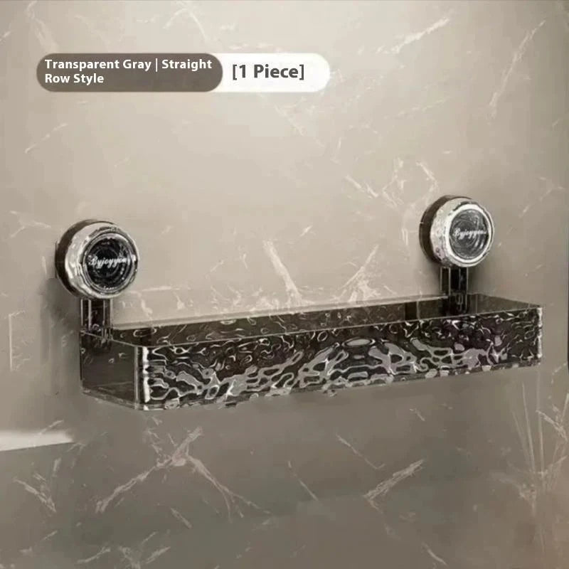 Suction Cup Washbasin Storage Rack – Punch-Free Bathroom Shower Caddy & Self-Draining Organizer Shelf