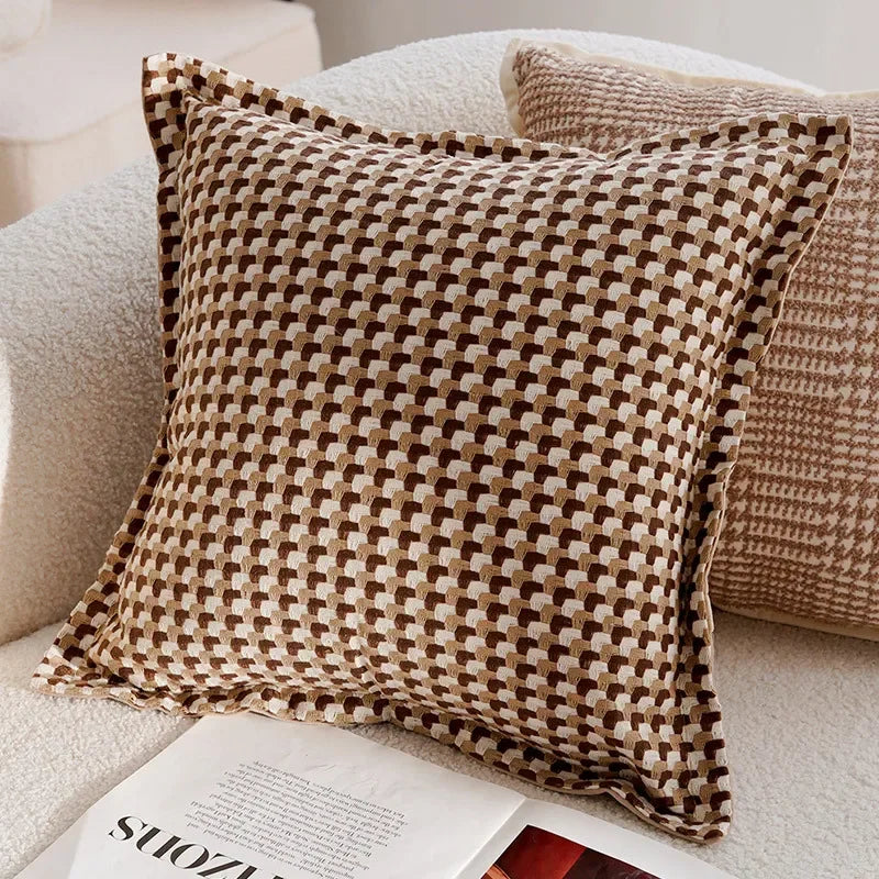30x50/45x45CM Light Luxury Throw Pillow Cover Brown French Stamping Waist Cushion Cover Decor Home Decorative Pillowcase