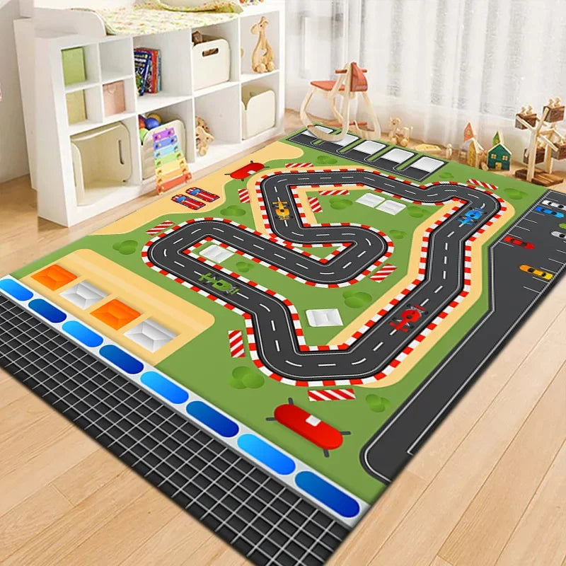 Baby Play Mat Crawling Mat Cartoon Runway Carpet Parking Lot Road Game Mat Home Non-slip and Dirt-resistant Foot Mat Baby Toys