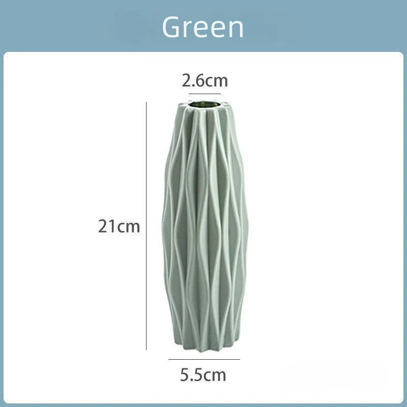 Diamond-Cut Plastic Vase - Shatterproof Imitation Ceramic Pot for Home Decor | Thick Heavy Duty Holiday Decoration