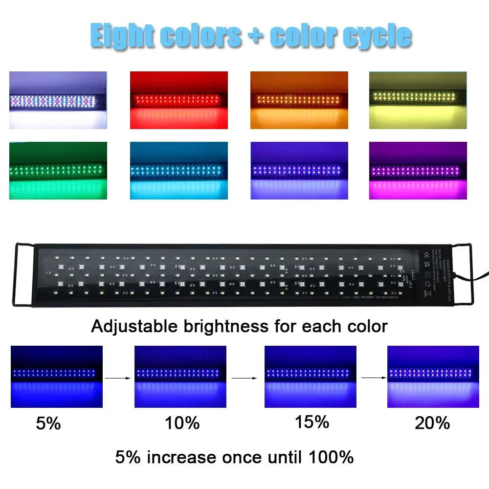 Aquarium Full Spectrum LED Light – 30–60cm Fish Tank Decoration & Aquatic Plant Growth Lamp (IP68 Waterproof)