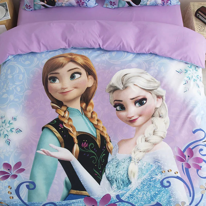 3D Frozen Comforter Cover Set For Kids Girls, Duvet Cover Single Queen King Bedding Set, Elsa and Anna Princess Quilt Cover