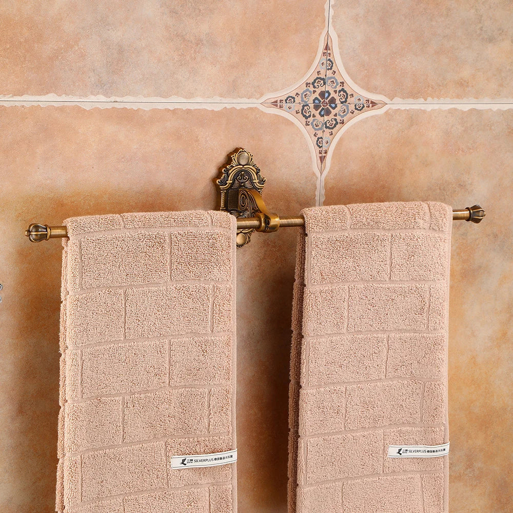 Aluminum Foldable Antique Brass Bath Towel Rack Active Bathroom Towel Holder Double Towel Shelf With Hooks Bathroom Accessories