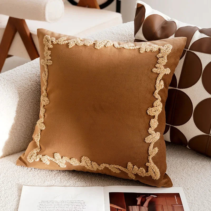 30x50/45x45CM Light Luxury Throw Pillow Cover Brown French Stamping Waist Cushion Cover Decor Home Decorative Pillowcase