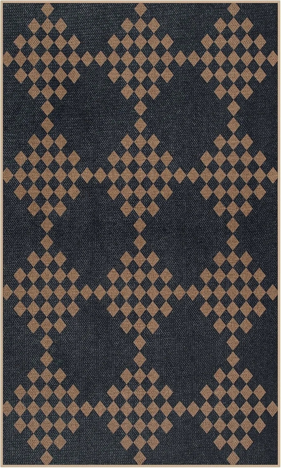 Living Room Carpet Non-slip Dirt-resistant Wear-resistant Floor Mat Black White Checkered Rug Home Decoration Large Size Mats