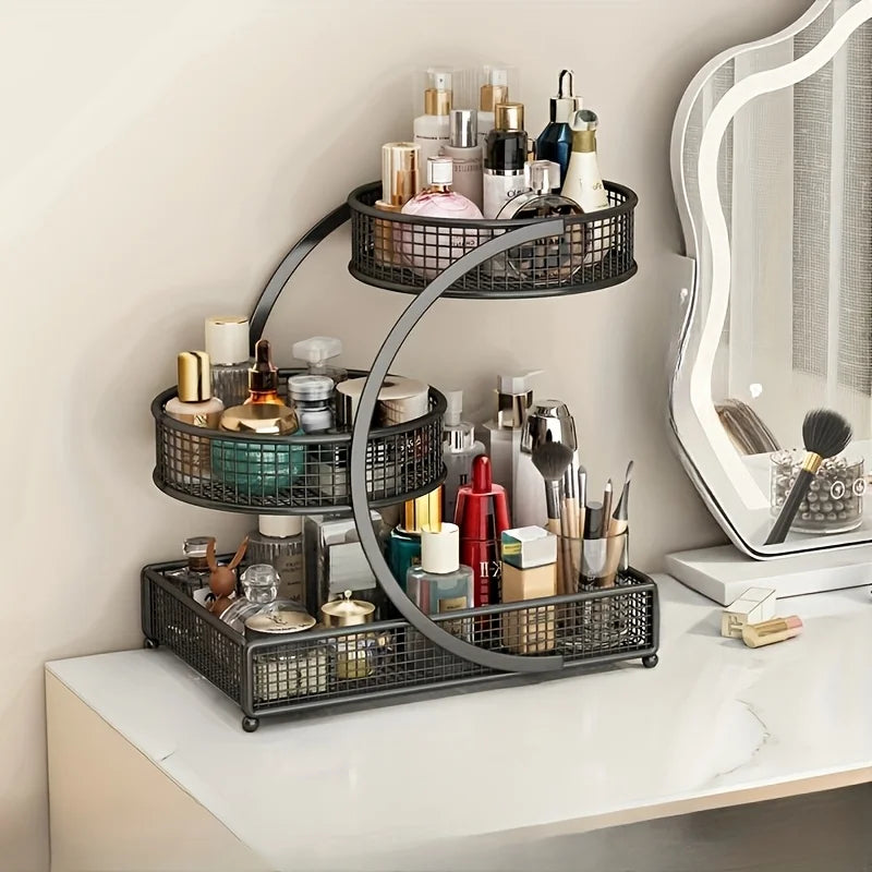 Bronze Metal Cosmetic Organizer Rack for Lipsticks & Skincare
