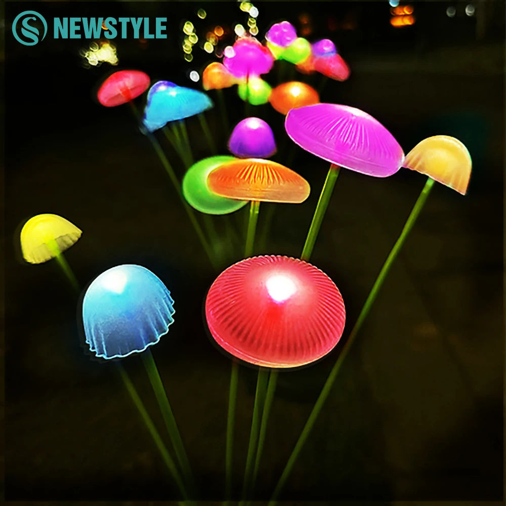 Lampe solaire LED en forme de méduse et de champignon, éclairage décoratif de jardin, étanche et économe en énergie, idéal pour une pelouse ou une cour