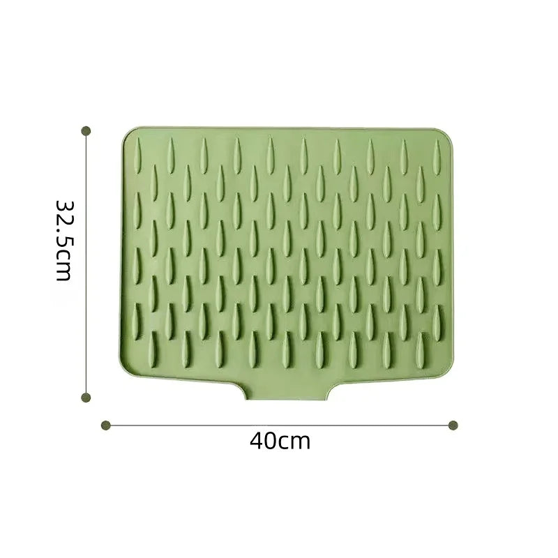 Silicone Dish Drying Mat for Kitchen – Non-Slip Sloped Drain Mat, Heat-Resistant Pot Pad & Fruit Drain Mat (32x40cm)