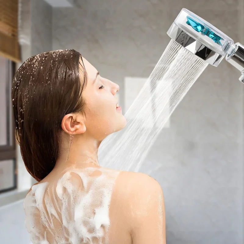 Handheld 360 Degrees Rotation Turbo Fan Shower Head High Pressure Water Saving Spray Showerhead Filters Bathroom Accessories