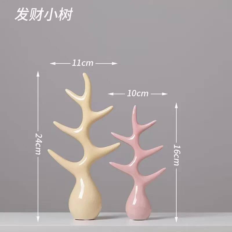 Modern Feng Shui Ceramic Figurines Livingroom Ornaments Home Furnishing Decoration Crafts Office Room Accessories Wedding Gifts