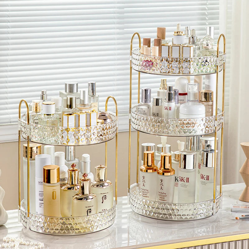 3-Tier 360° Rotating Cosmetic Organizer for Vanity Storage