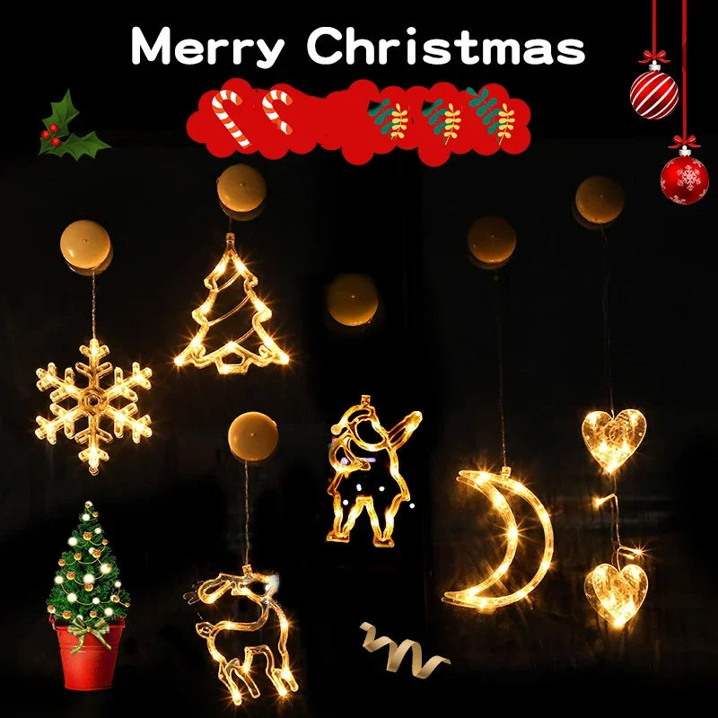 Christmas Decoration Suction Cup Lights Santa Claus Led Decorative Lamp Christmas tree Lighting In Living Room Display Windows